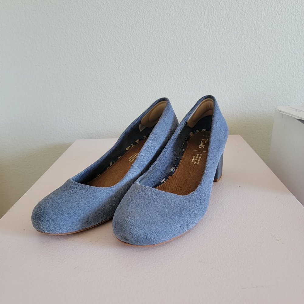 Blue TOMS block heels